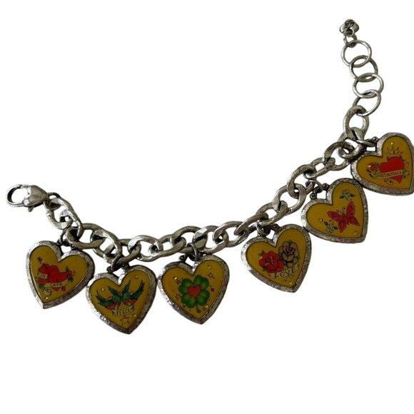 RETIRED Brighton Bracelet Feelin Groovy Tattoo Hearts Rare 7-Charm Collectible - Picture 3 of 10